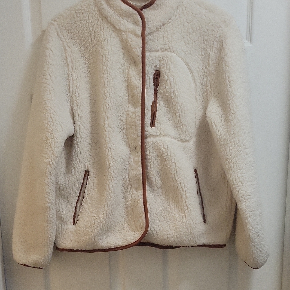 Universal Thread Cream Teddy Jacket With Brown Tr… - image 6